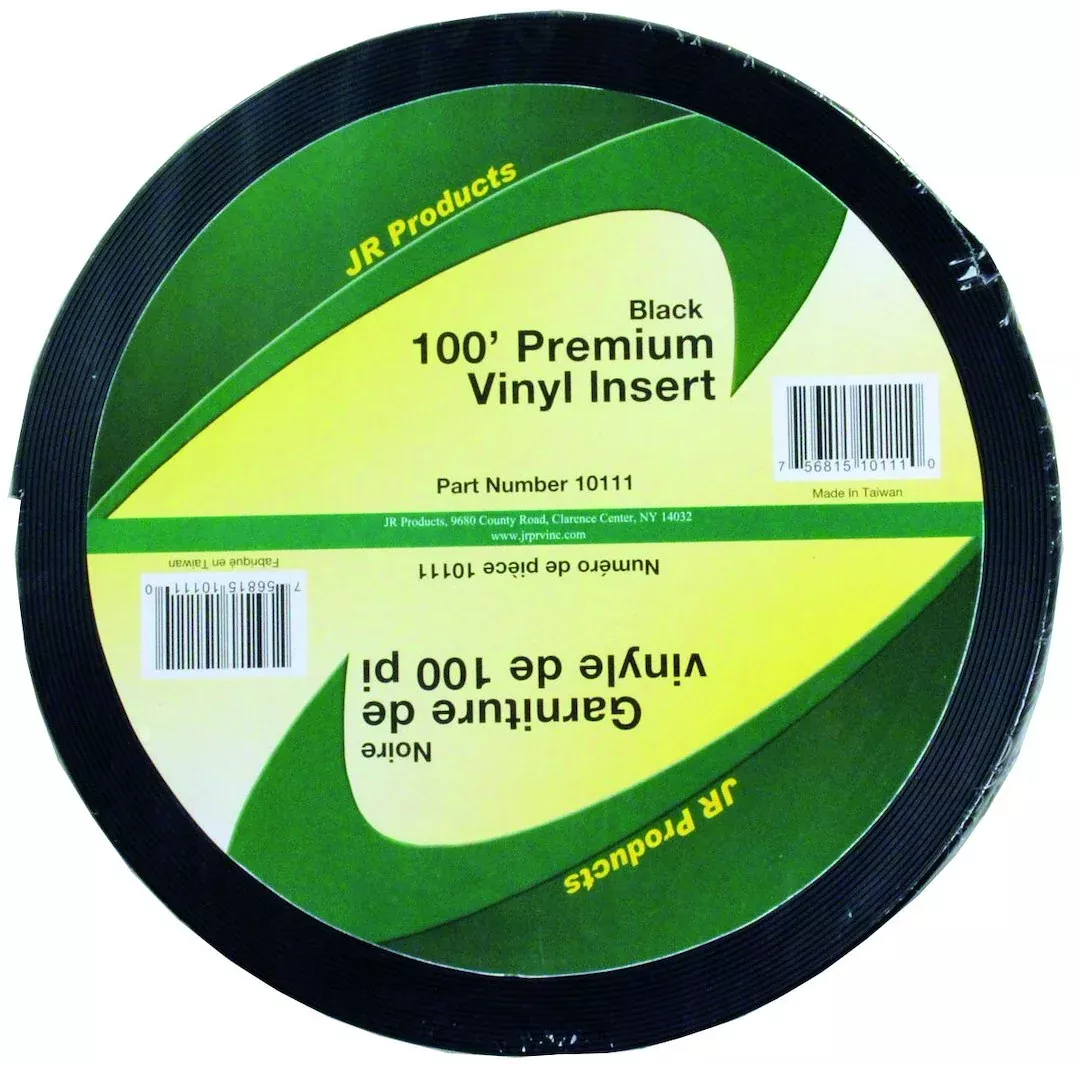 JR Products Vinyl Trim Insert - 1 in x 100 ft, Black – 10111