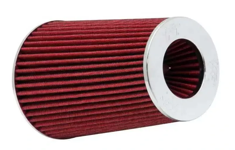 K&N Universal Air Filter Chrome Round Tapered Red – 4in Flange ID x 1.125in Flange Length x 5.5in H