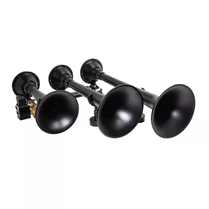 Kleinn Air Horns Black Spun Steel Triple Train Horn 730