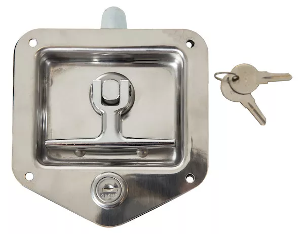 L8815 - Stainless Steel Flush Mount Single-Point T-Handle Latch Assembly with Mounting Holes