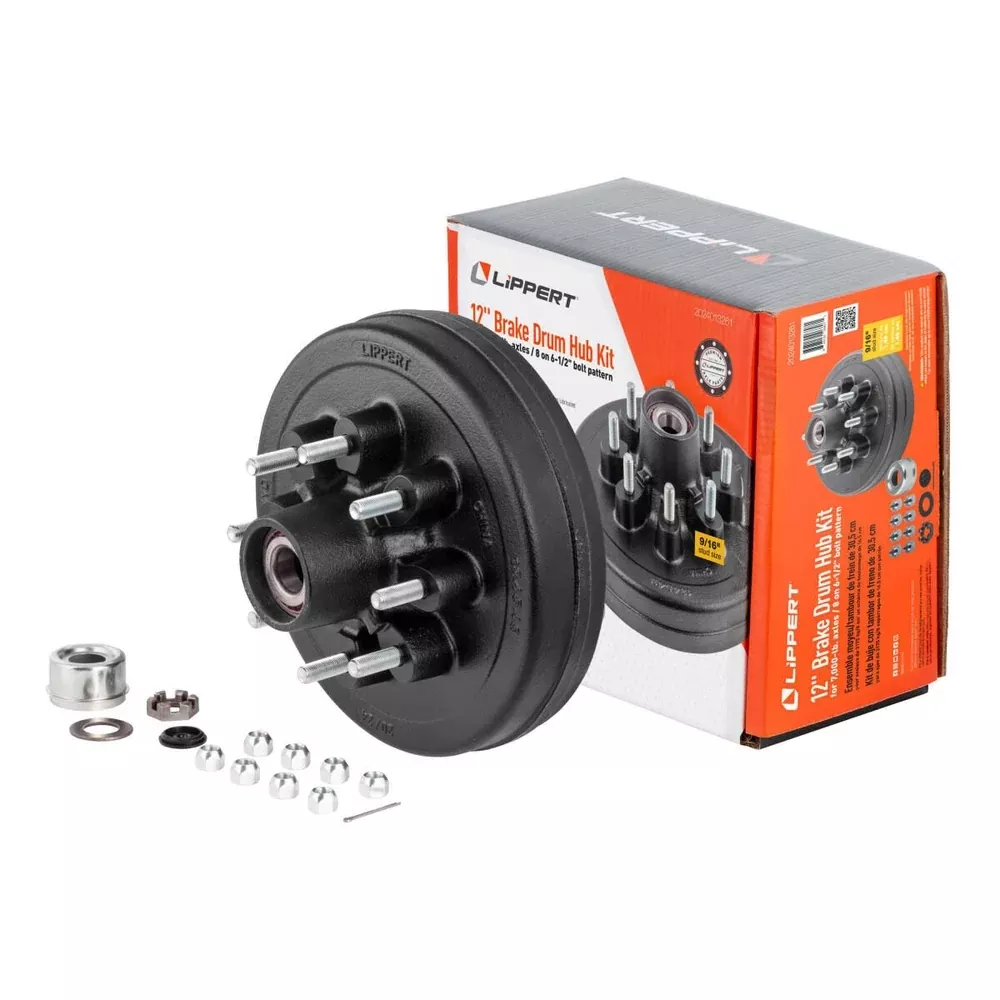 Lippert | 12" Brake Hub Complete Kit for 7,000-lb. Axles | 2024013261 | 8 on 6-1/2" Bolt Pattern | 9/16"