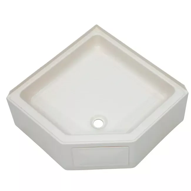 Lippert - 27" x 27" Corner Shower Pan - Center Drain - Parchment - ABS Acrylic - 298087