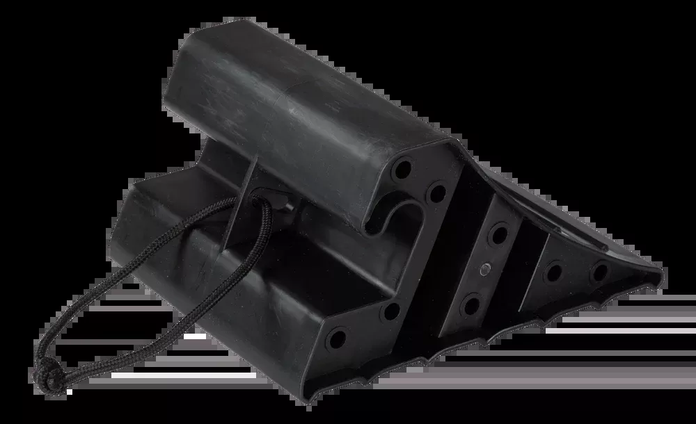 Lippert™ - Large Plastic Wheel Chock with Rope - 10" L x 8.2" W x 5.3" H - Non-Slip Design - #2025022180