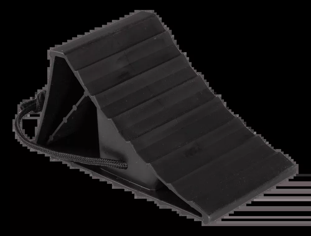 Lippert™ - Plastic Wheel Chock with Rope - 8.2" L x 4.75" W - Non-Slip Heavy-Duty Design - #2024121201