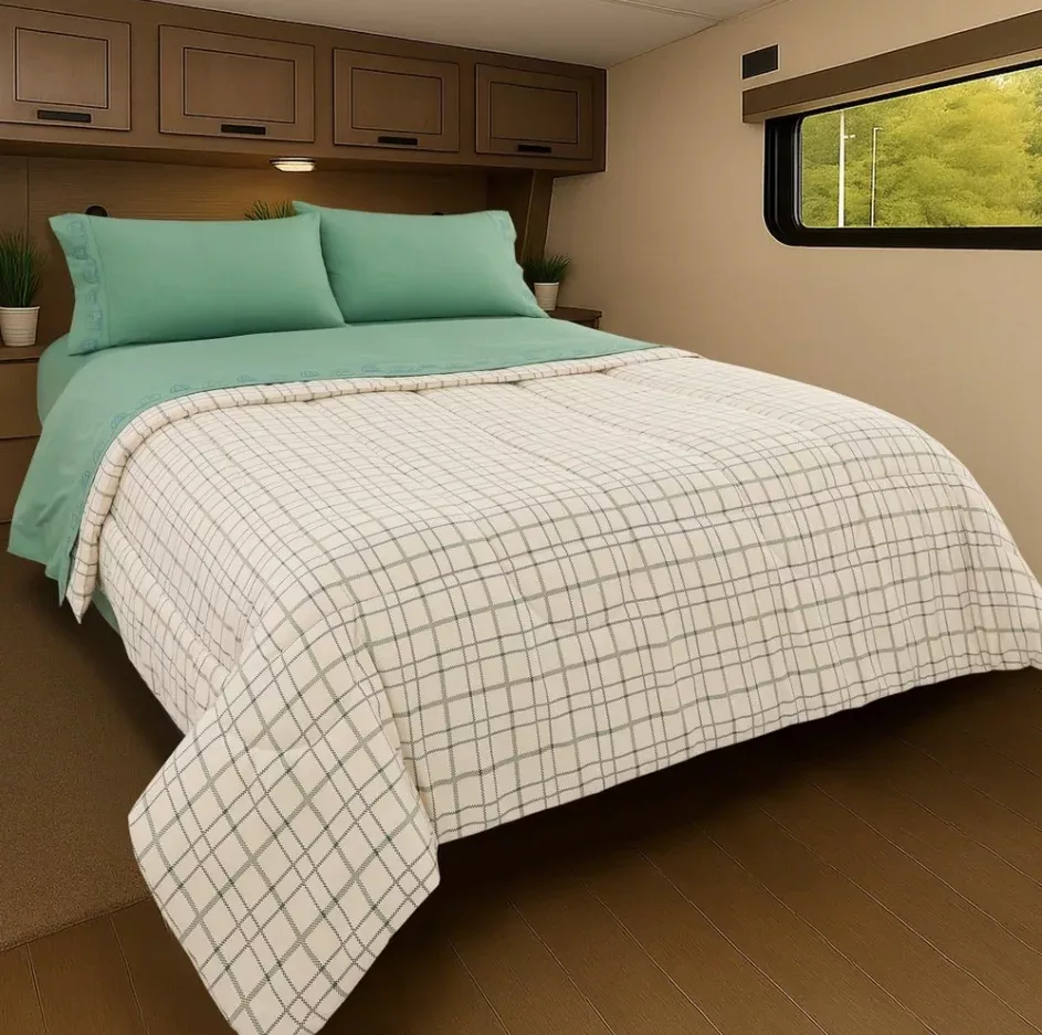 Lippert Queen RV Sheet Set - Ivory Plaid – 2024121150