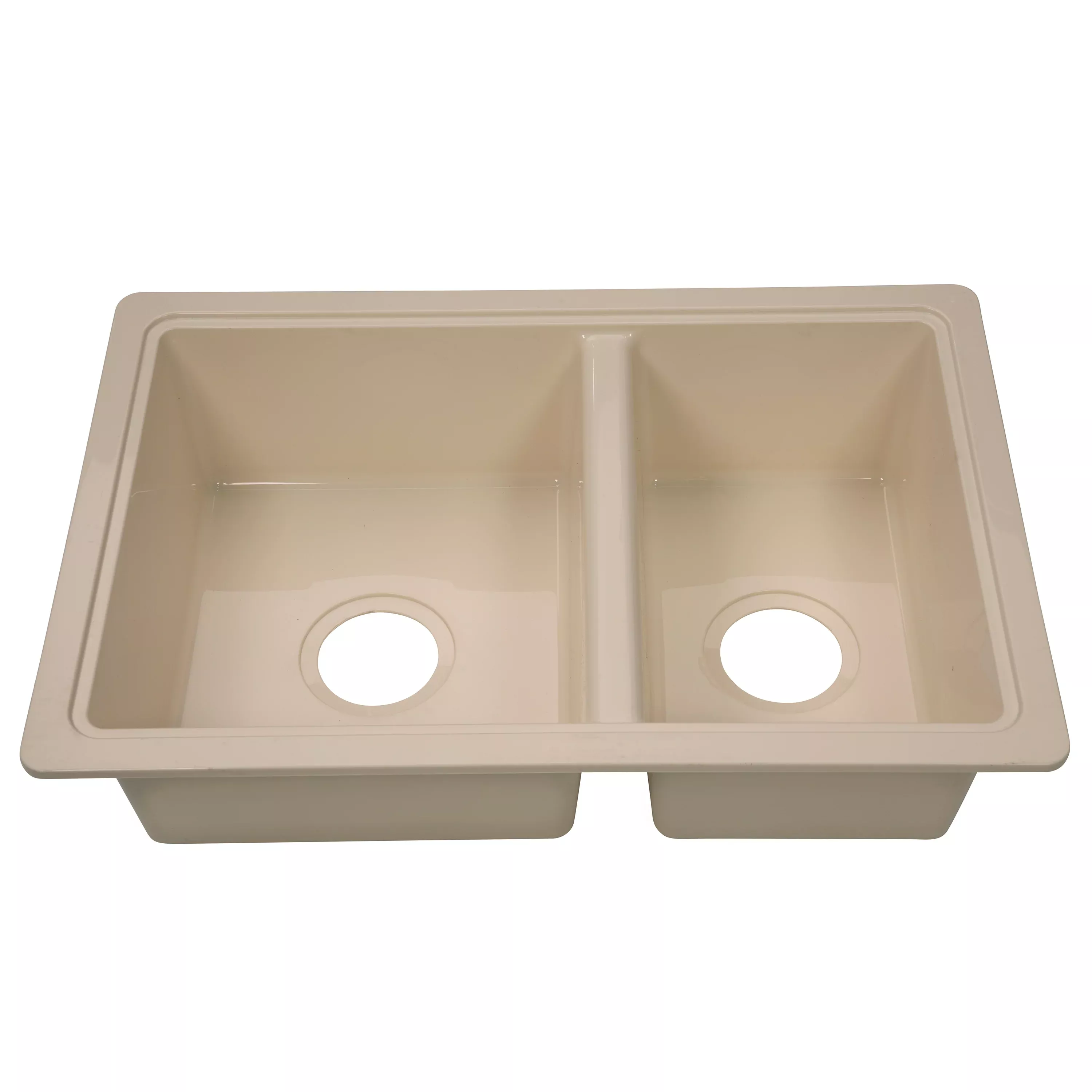 Lippert RV Double Kitchen Galley Sink - 25" X 17" X 6.6" Parchment Abs Plastic