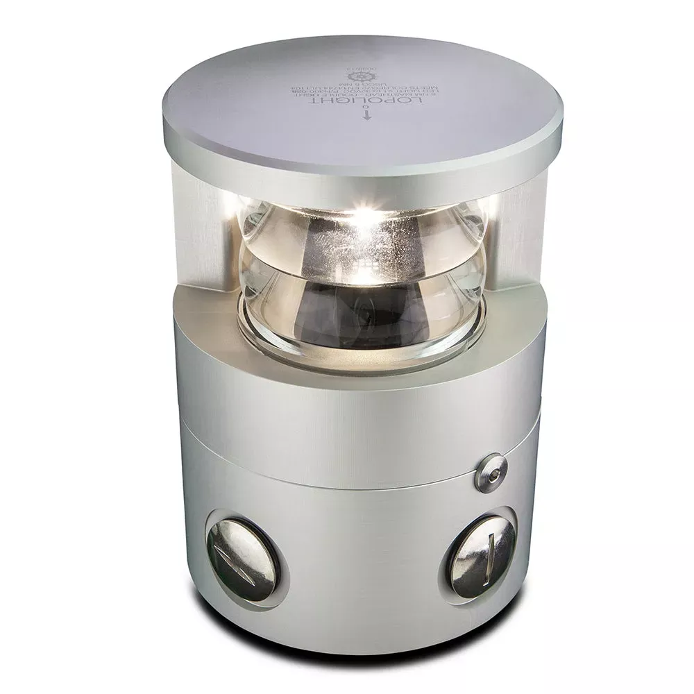 Lopolight Series 300-038 – Double Stacked Masthead Light – 5NM – Horizontal Mount – White – Silver Housing