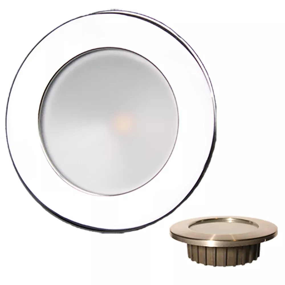 Lunasea “ZERO EMI” Recessed 3.5” LED Light – Warm White w/Polished Stainless Steel Bezel – 12VDC LLB-46WW-0A-SS