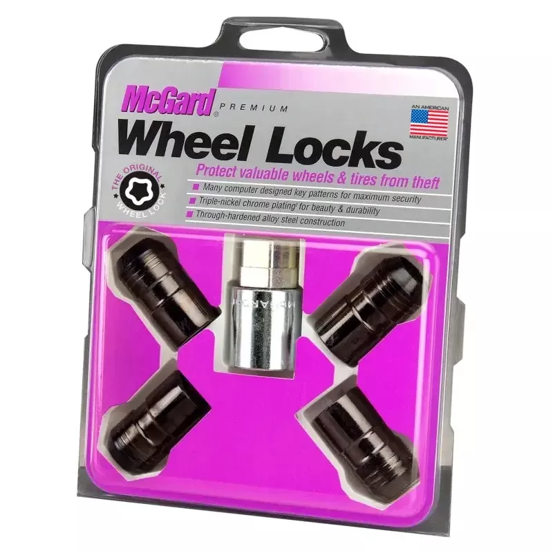 McGard Wheel Lock Nut Set – 4pk. (Cone Seat) M14X1.5 / 21mm & 22mm Dual Hex / 1.639in. L – Black – 24216