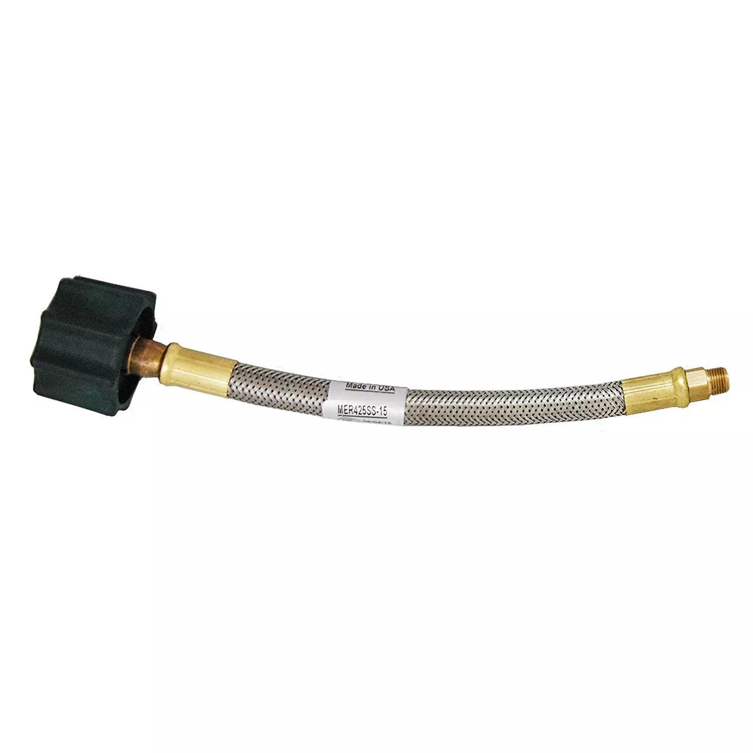 MEC Stainless Steel Braided Female QCC, Type 1 Connection x 1/4 ” Inverted Male Flare Pigtail – 15 “