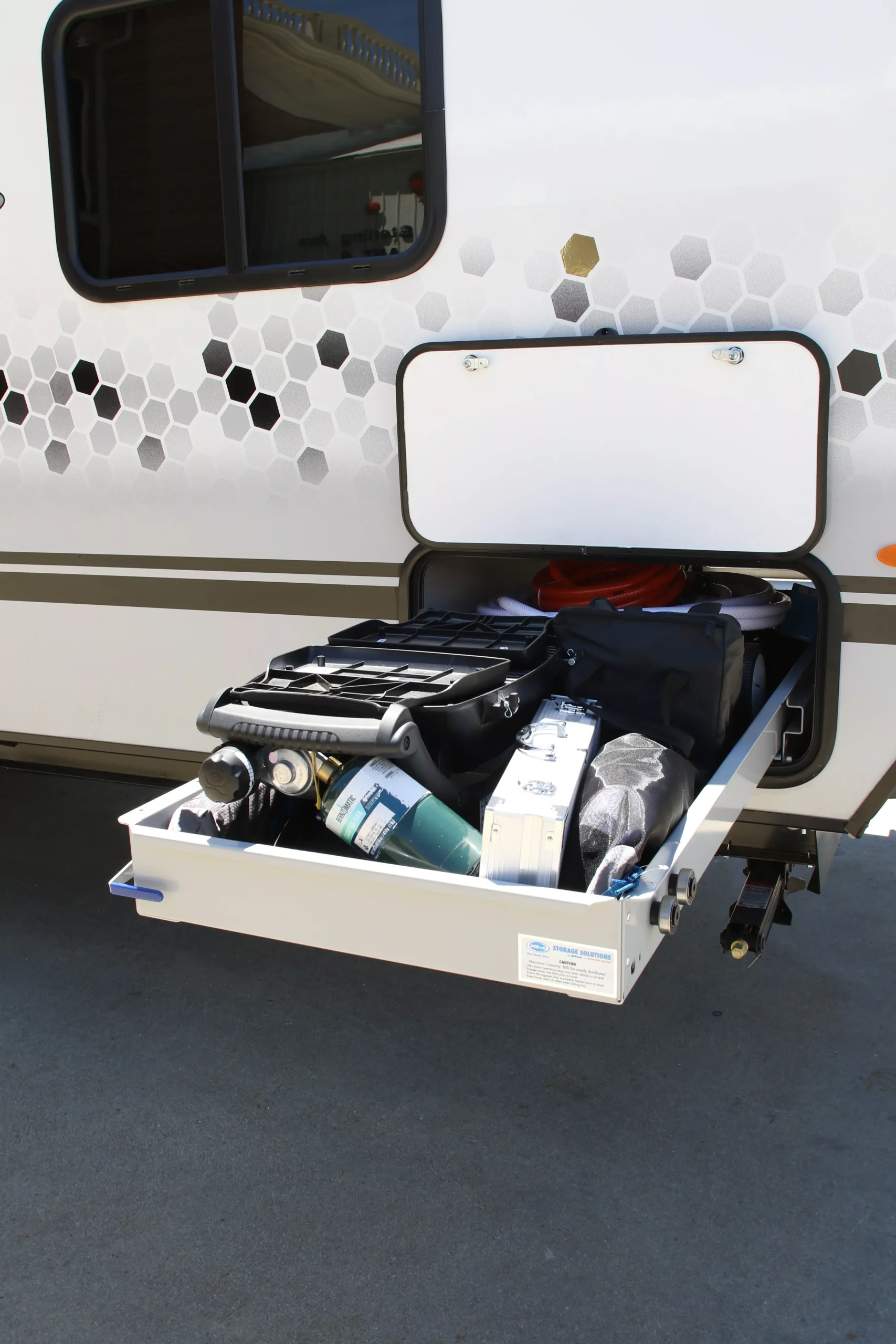 MORryde CTG60-2348W RV Cargo Slide Tray - Fully Assembled - 60% Extension - 800 lbs Capacity - 1 Way Slide - 23" Width X 48" Length Cargo Tray with Carpet