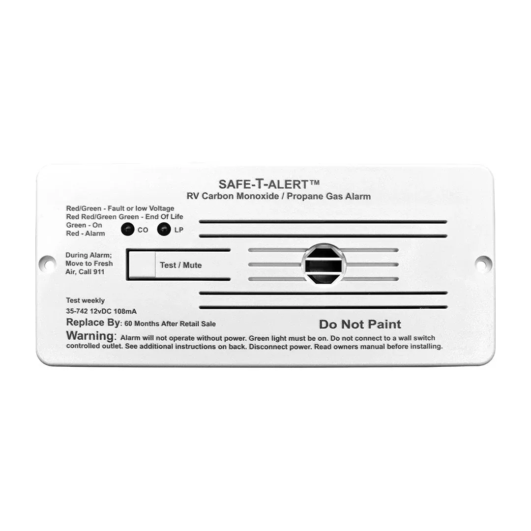 MTI | 35 Series Universal Dual CO / LP Combo Alarm | 35-742-R-WT-Kit | 12v DC | Kit Includes Solenoid Valve | Hard Wired | White