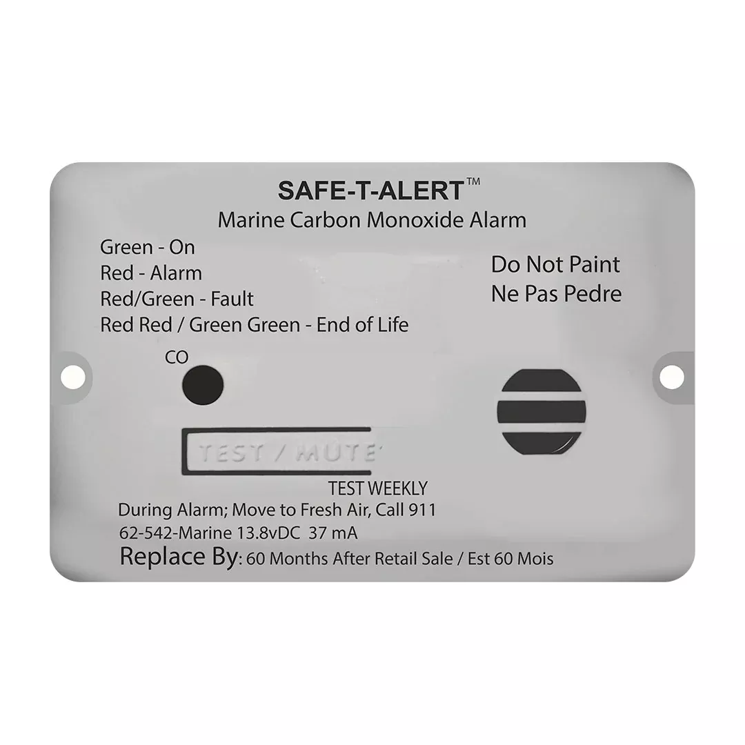 MTI | Safe T-Alert | 62 Series Carbon Monoxide Alarm | 62-542-WT-Marine | Hard-Wired | Flush Mount | Marine Use | 12V DC | White