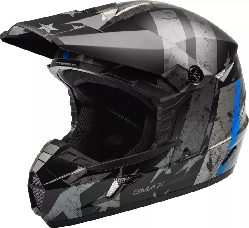 Mx 46 Patriot Off Road Helmet Matte Black/Grey/Blue Xs