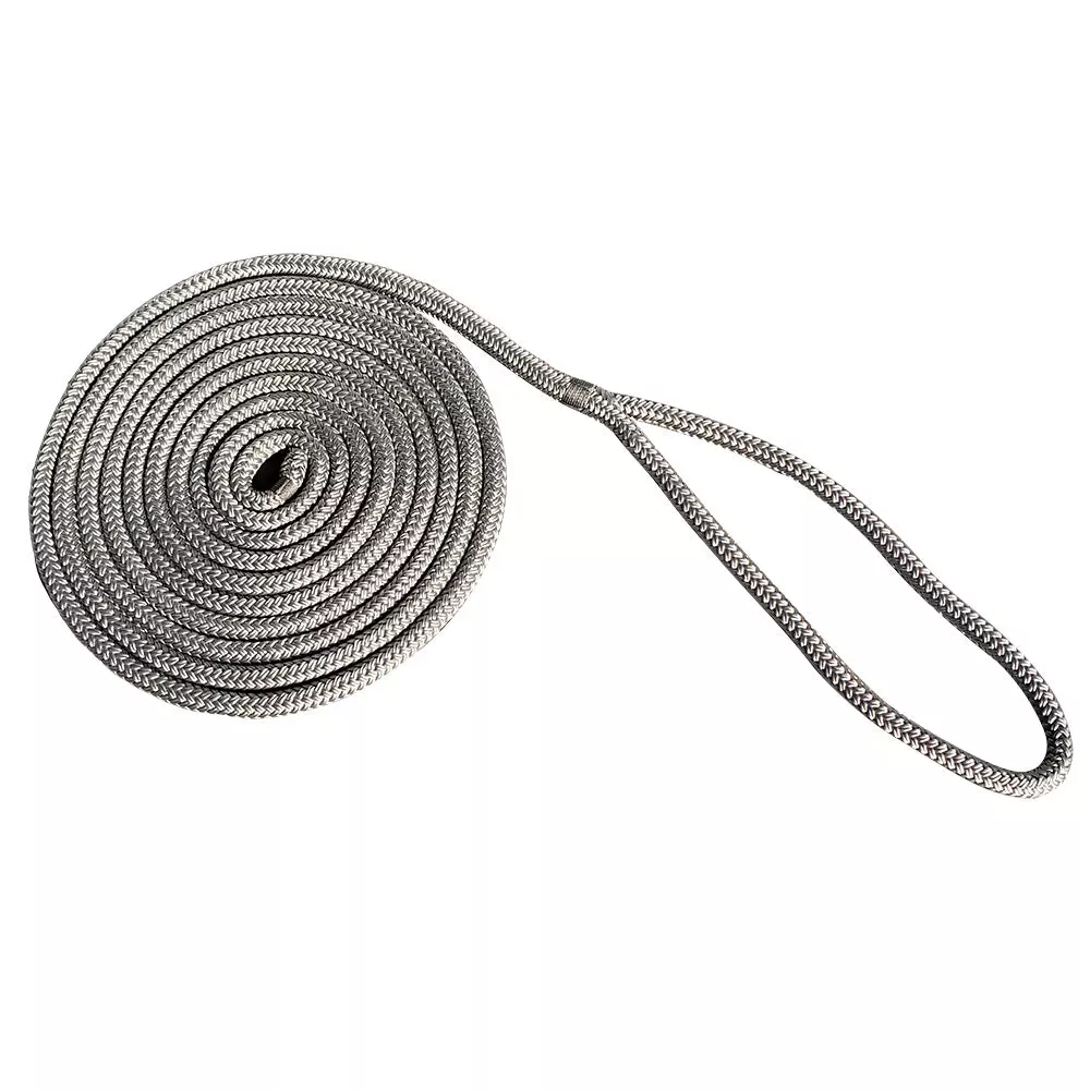 New England Rope 5058-20-00025 5/8 ” x 25′ Nylon Double Braid Dock Line – Grey
