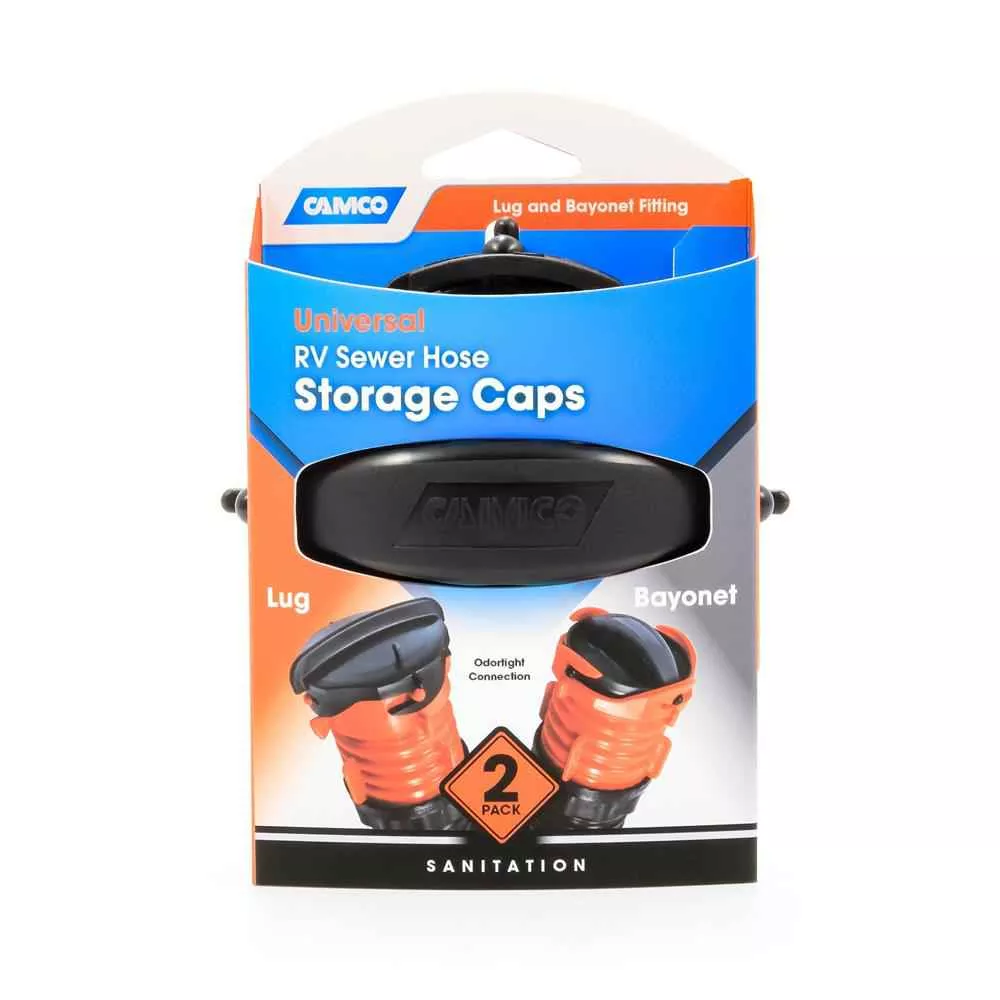 One Bayonet Cap & One Lug Cap RV Sewer Hose Storage (Pack of 2)