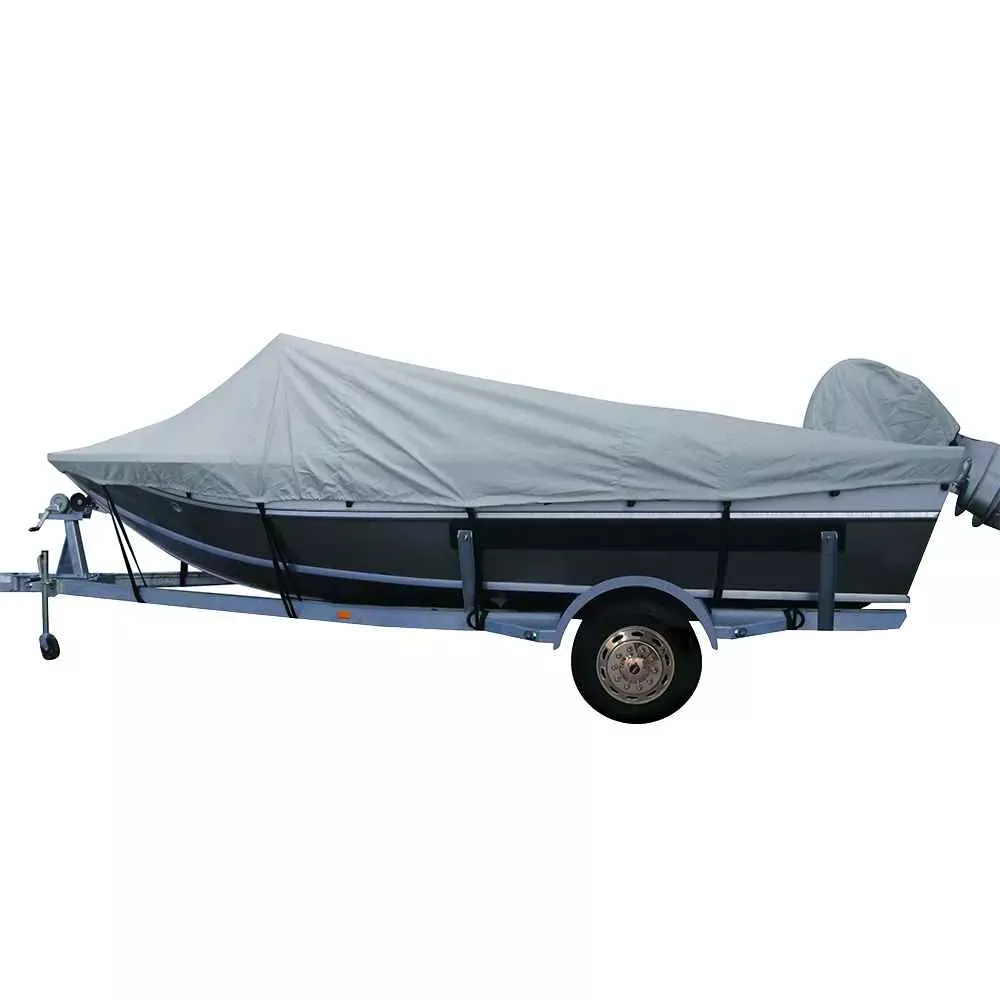 Performance Poly-Guard Styled-to-Fit Boat Cover f/16.5′ Aluminum Boats w/High Forward Mounted Windshield – Grey