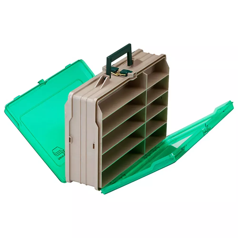 Plano Double-Sided 19-Compartment Satchel – Sandstone & Green 111906