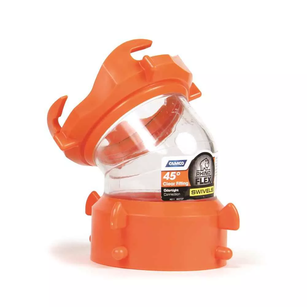 RhinoFLEX Clear 45 Degree RV Sewer Hose Swivel Fitting