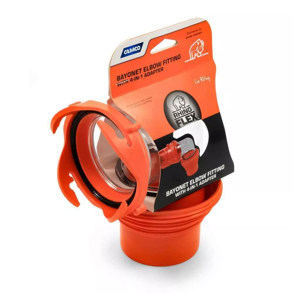 RhinoFLEX RV Bayonet Elbow Fitting with 4-in-1 Adapter