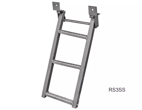 RS3SS - 3-Rung Stainless Retractable Truck Steps with Nonslip Tread - 17.38 x 35 Inch