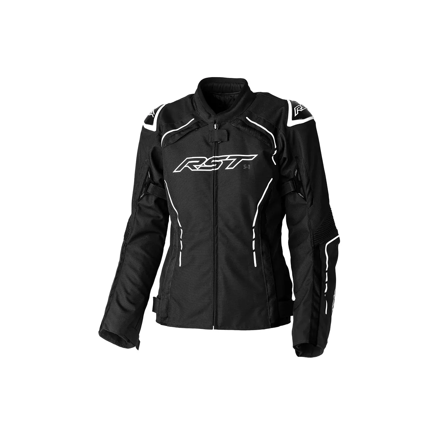 RST LADIES S1 CE JACKET BLACK/WHITE TEXTILE LG - 556-3056014