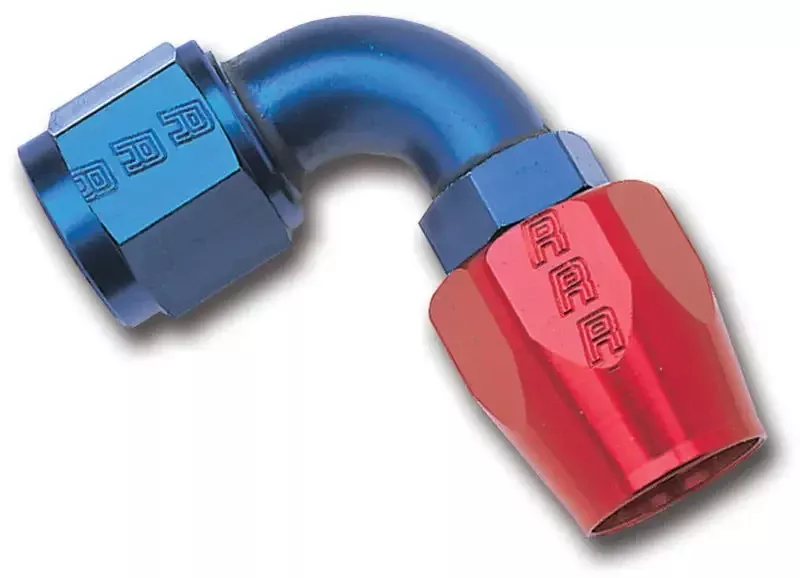 Russell Performance -6 AN Red/Blue 90 Degree Full Flow Hose End – 610160