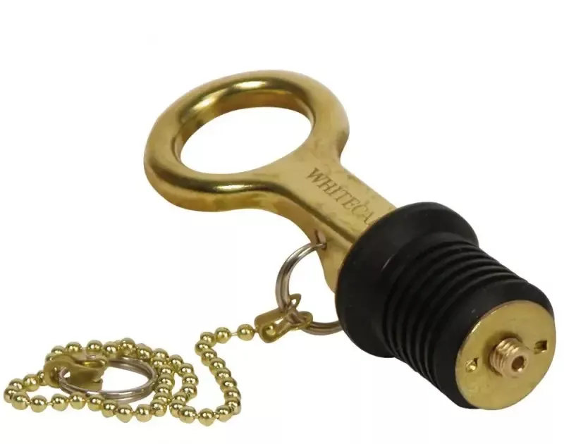 S-0209C Whitecap 1′ Brass Bailer Plug – Lever/8′ Cha