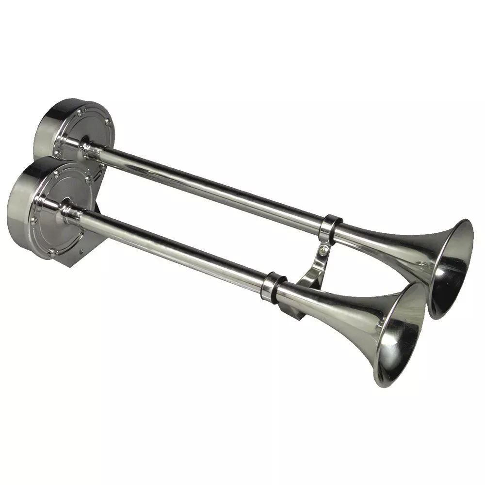 Schmitt & Ongaro Deluxe All-Stainless Dual Trumpet Horn – 12V