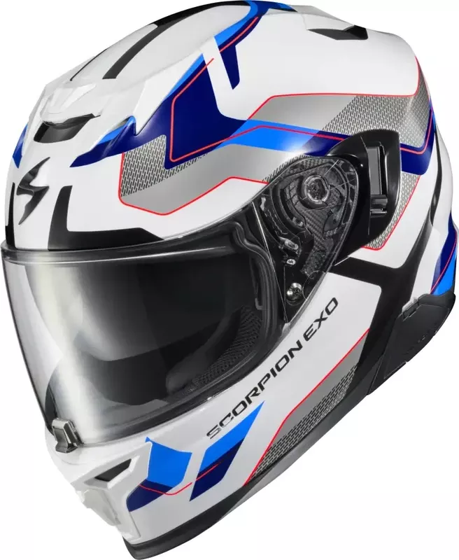 ScorpionEXO T520 Zuse Full Face Motorcycle Helmet – White/Blue, Small