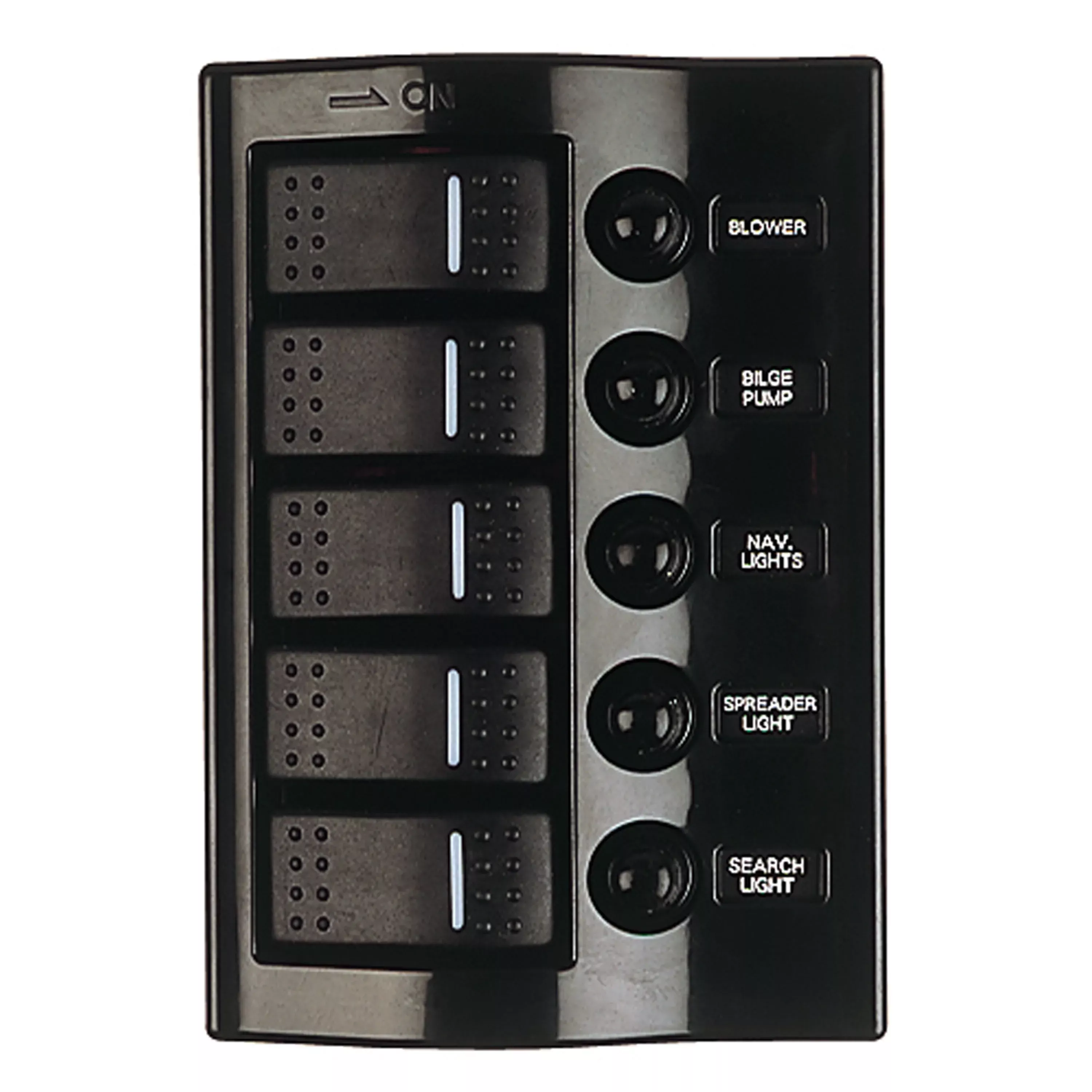 Sea-Dog 425800-1 Wave Rocker Switch Breaker Panel with 5 Switches