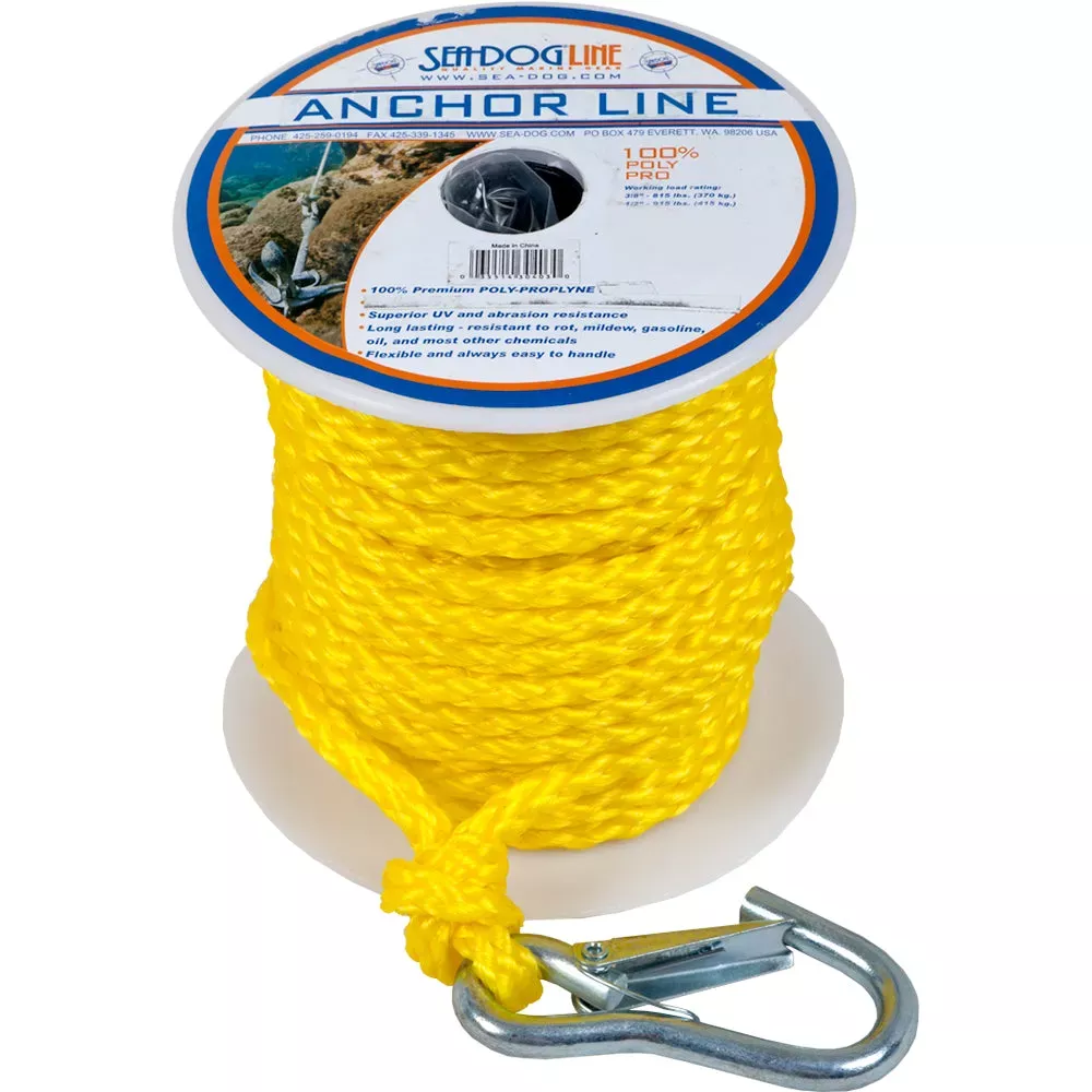 Sea-Dog Poly Pro Anchor Line w/Snap – 3/8 ” x 100′ – Yellow