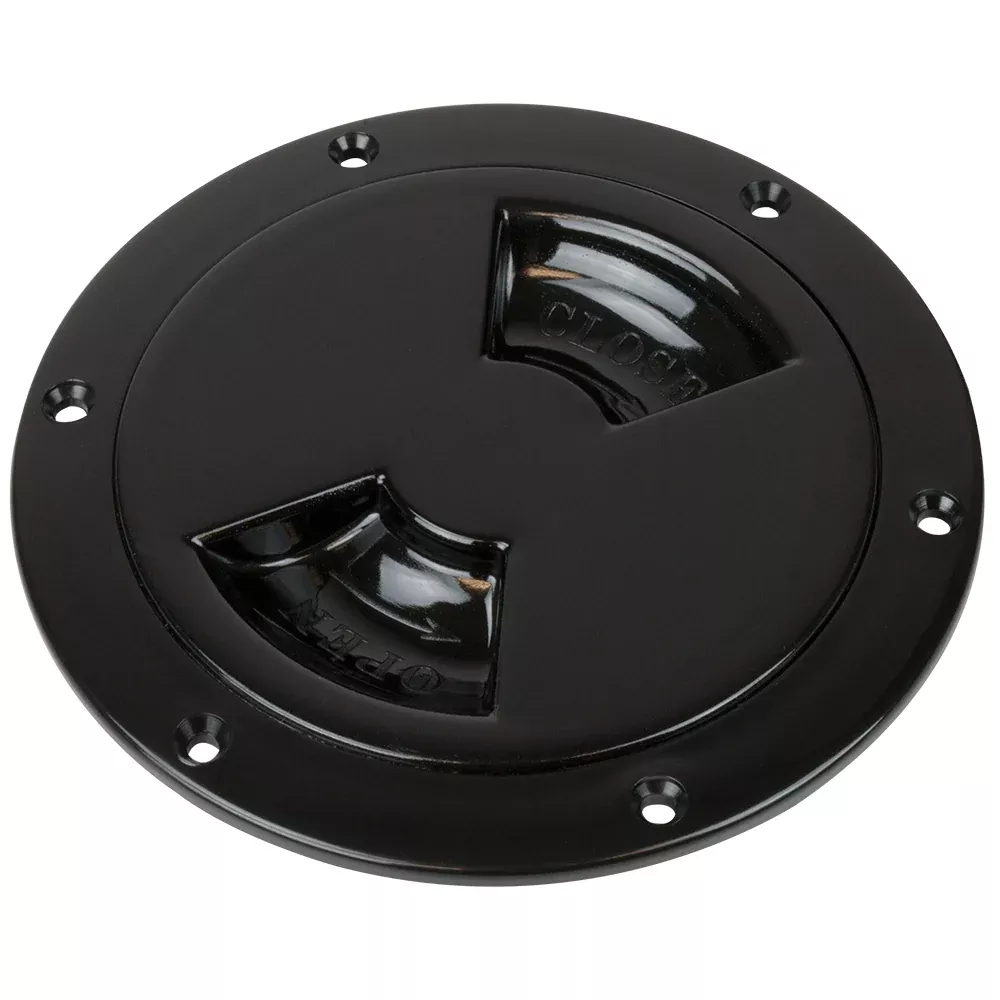 Sea-Dog Quarter-Turn Smooth Deck Plate w/Internal Collar – Black – 5 ” 336355-1