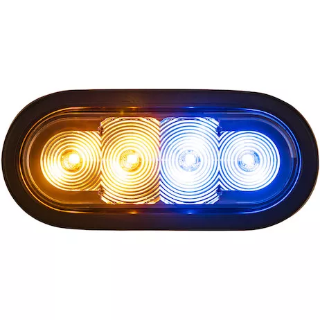 SL62AB - 6 Inch LED Oval Strobe Light with Amber/Blue LEDs and Clear Lens