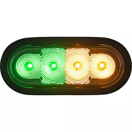 SL62AG - 6 Inch LED Oval Strobe Light with Amber/Green LEDs and Clear Lens