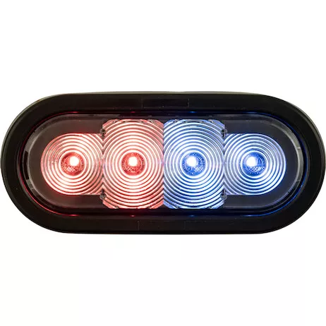 SL62RB - 6 Inch LED Oval Strobe Light with Red/Blue LEDs and Clear Lens
