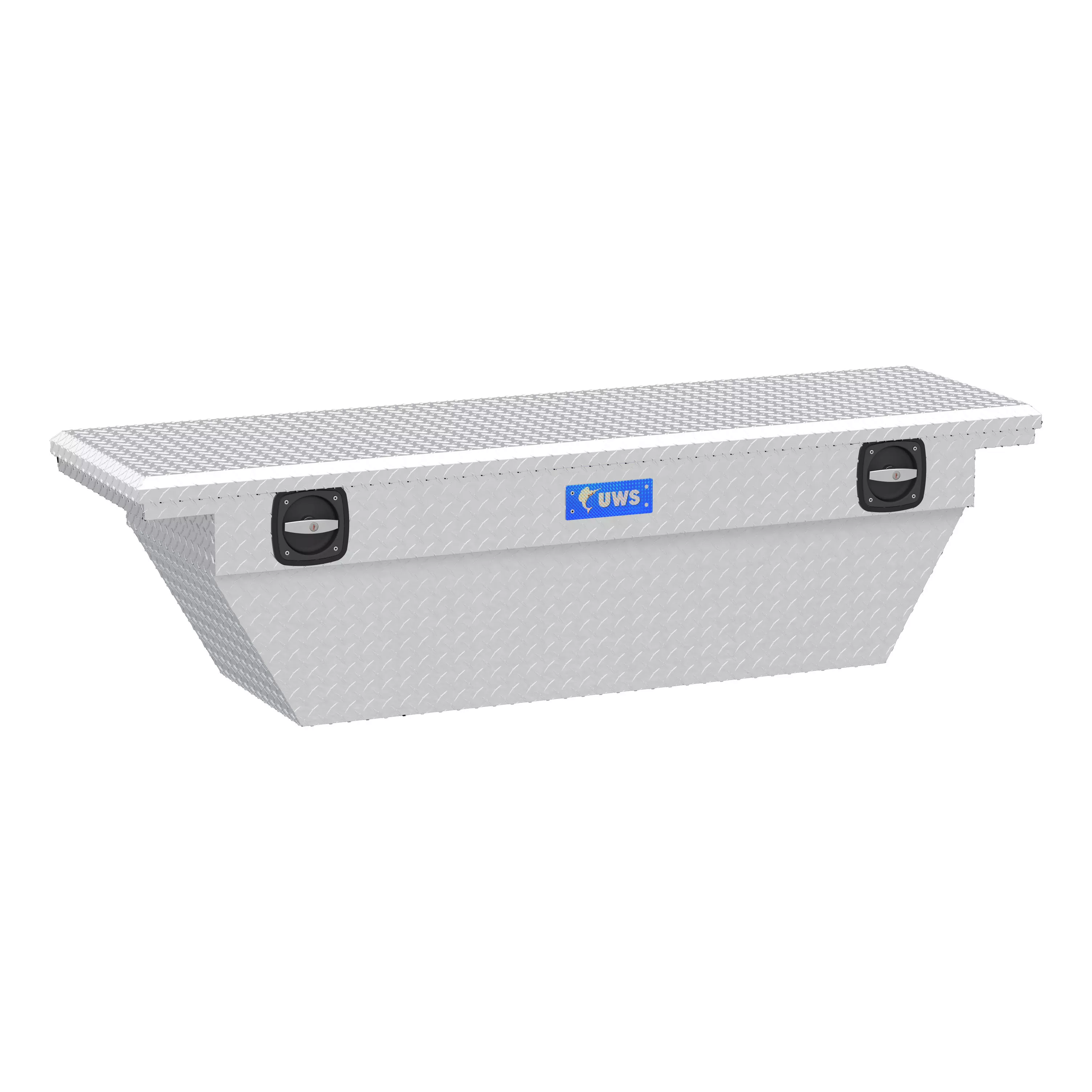 SLD-69-A-LP - Bright Aluminum 69" Deep Angled Secure Lock Truck Tool Box with Low Profile - 1999-2025 Chevrolet Silverado 1500 and more