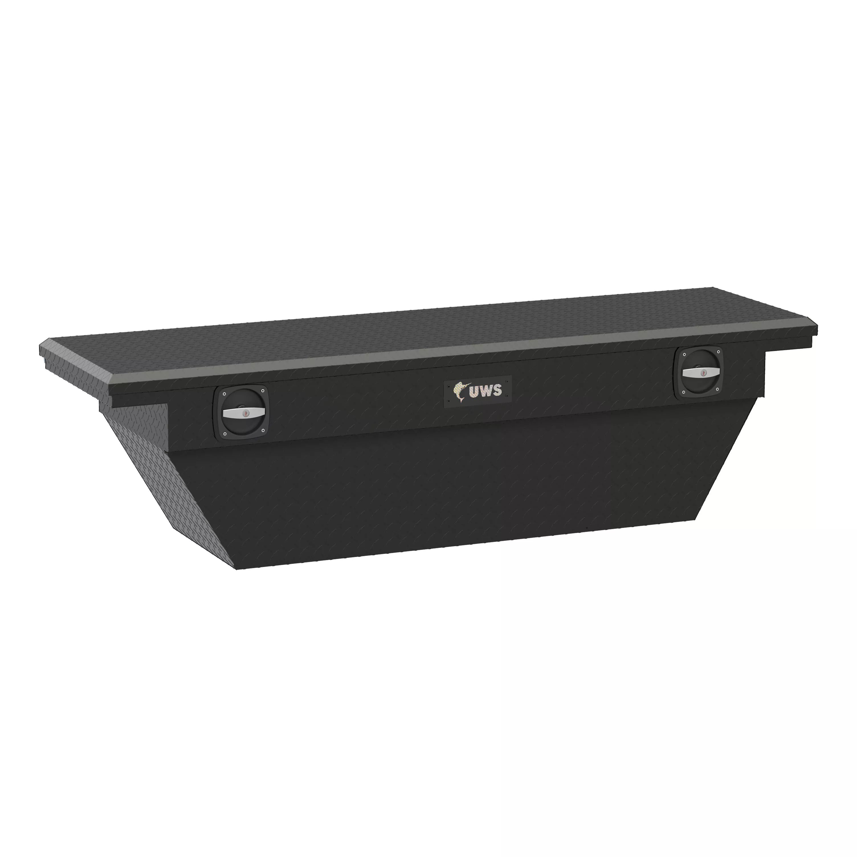 SLD-69-A-LP-MB - Matte Black Aluminum 69" Deep Angled Secure Lock Truck Tool Box with Low Profile - 1999-2026 Chevrolet Silverado 1500 and more