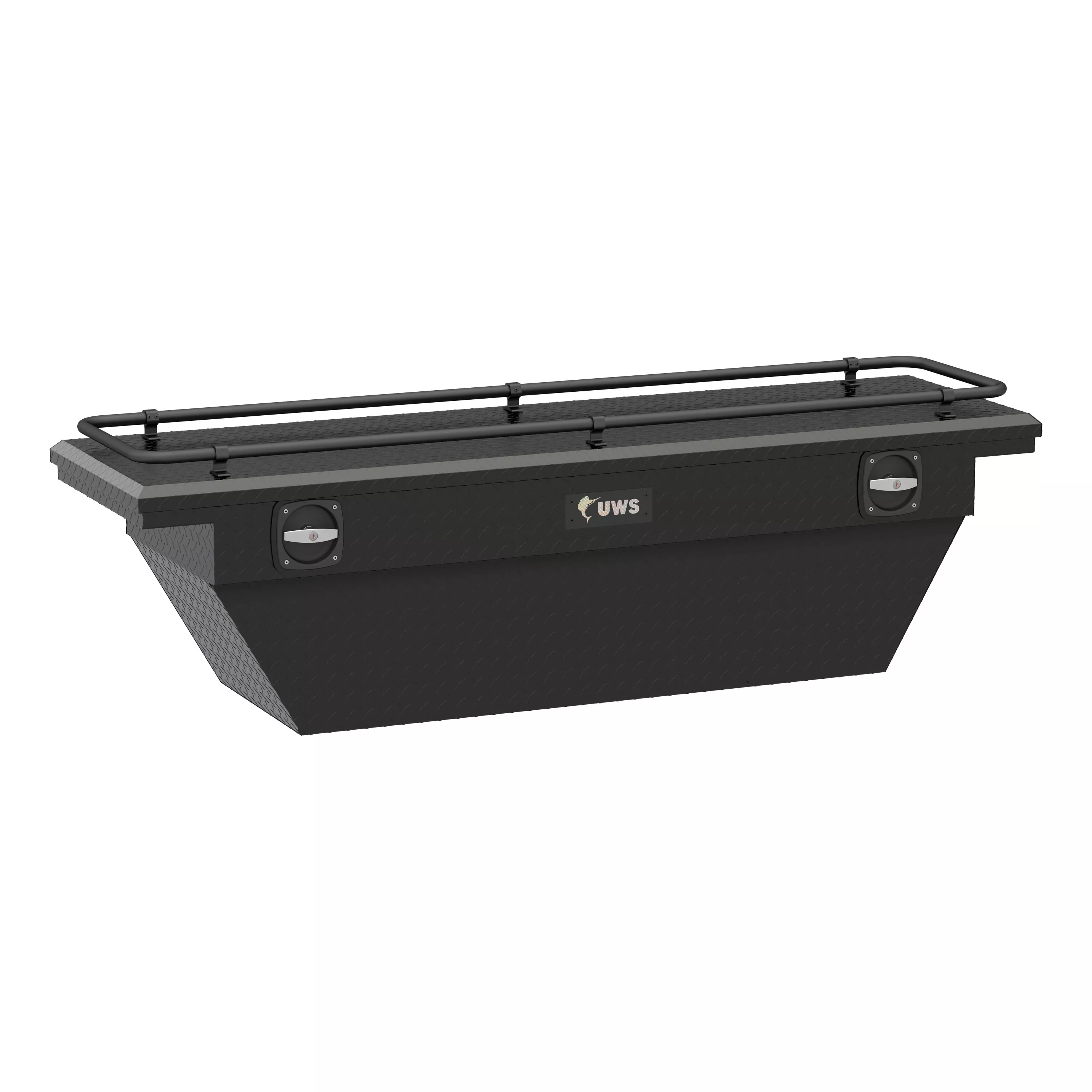 SLD69-A-LP-MB-R - Matte Black Aluminum 69" Deep Angled Secure Lock Tool Box, Low Profile, Rail - 1999-2026 Chevrolet Silverado 1500 and more