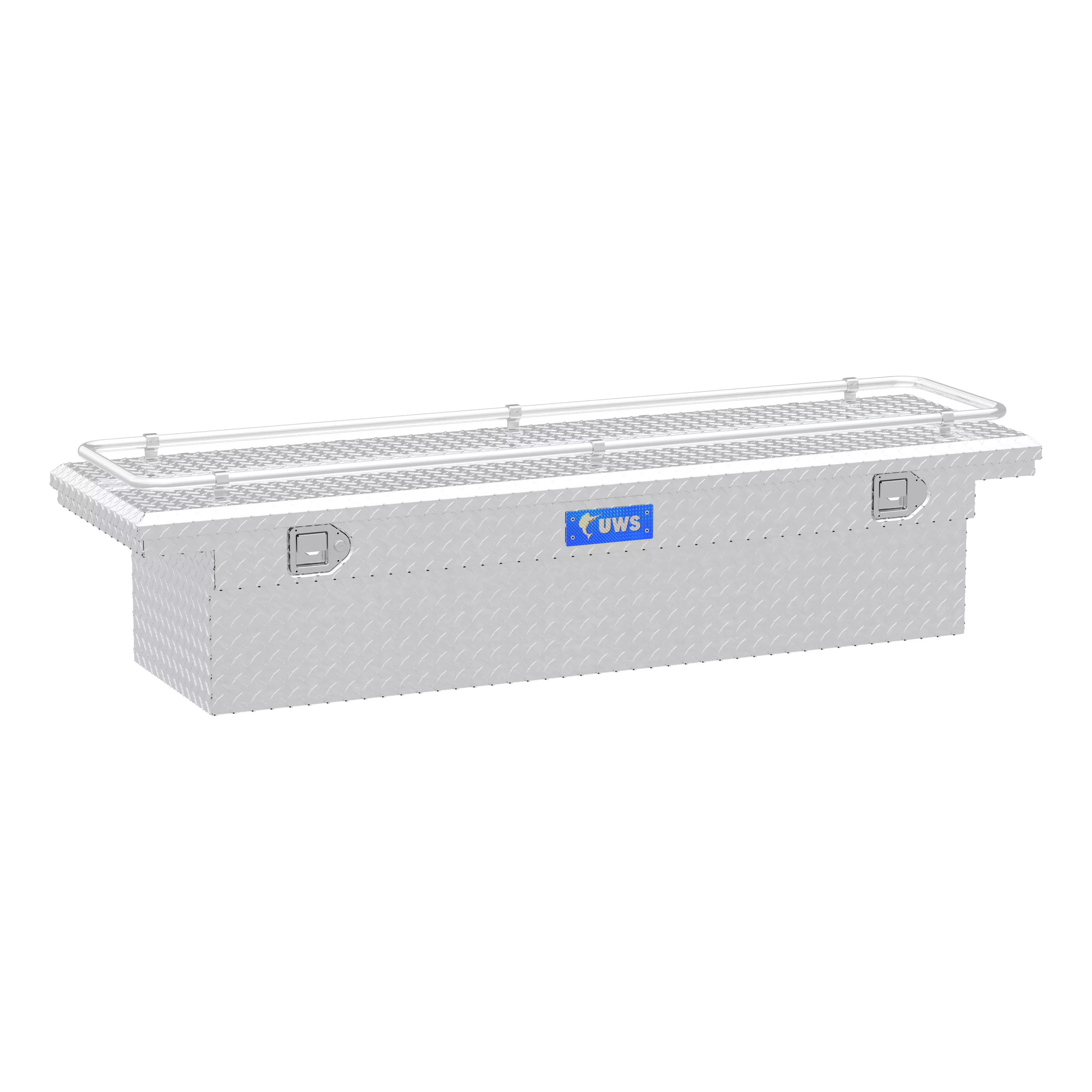 TBS-69-LP-R - Bright Aluminum 69" Crossover Truck Tool Box with Low Profile & Rail - 2007-2026 Chevrolet Silverado 1500 and more
