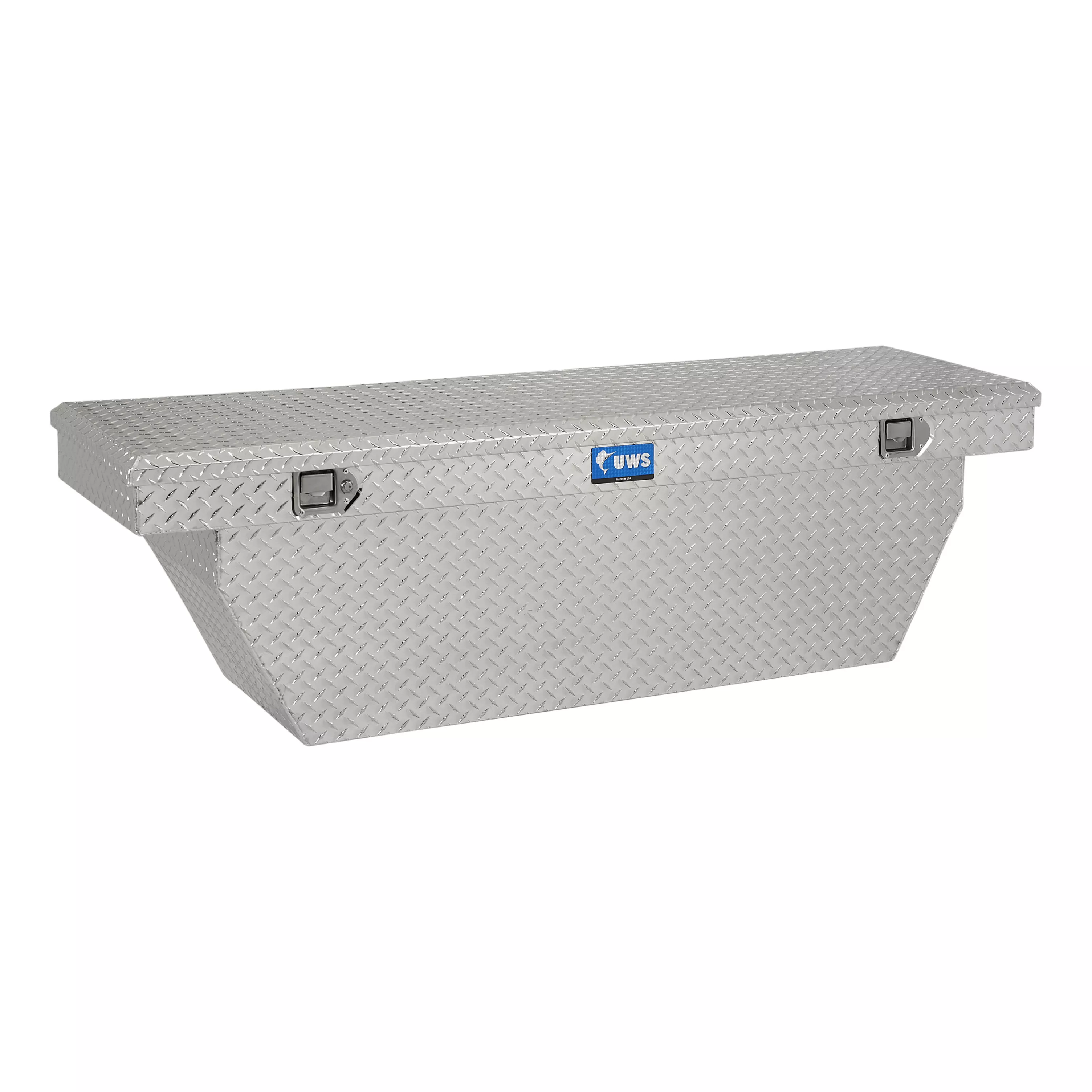 TBSD-72-A - Bright Aluminum 72" Deep Angled Crossover Truck Tool Box - 2011-2026 Ram 2500, 2011-2026 Ram 3500 and more