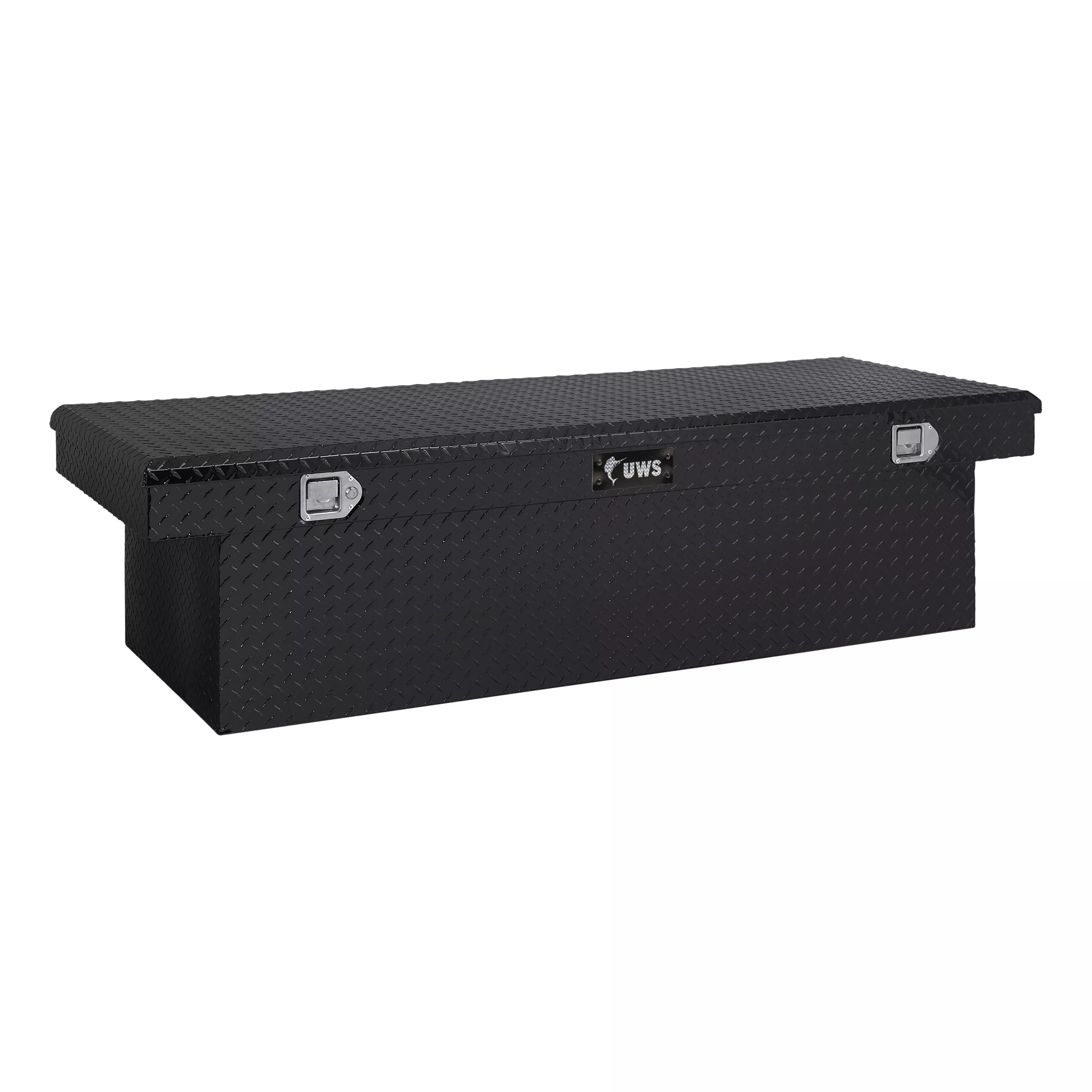 TBSD-72-LBTA-B - Gloss Black Aluminum 72" Deep Extra-Wide Crossover Truck Tool Box - 2011-2026 Ram 2500, 2011-2026 Ram 3500 and more