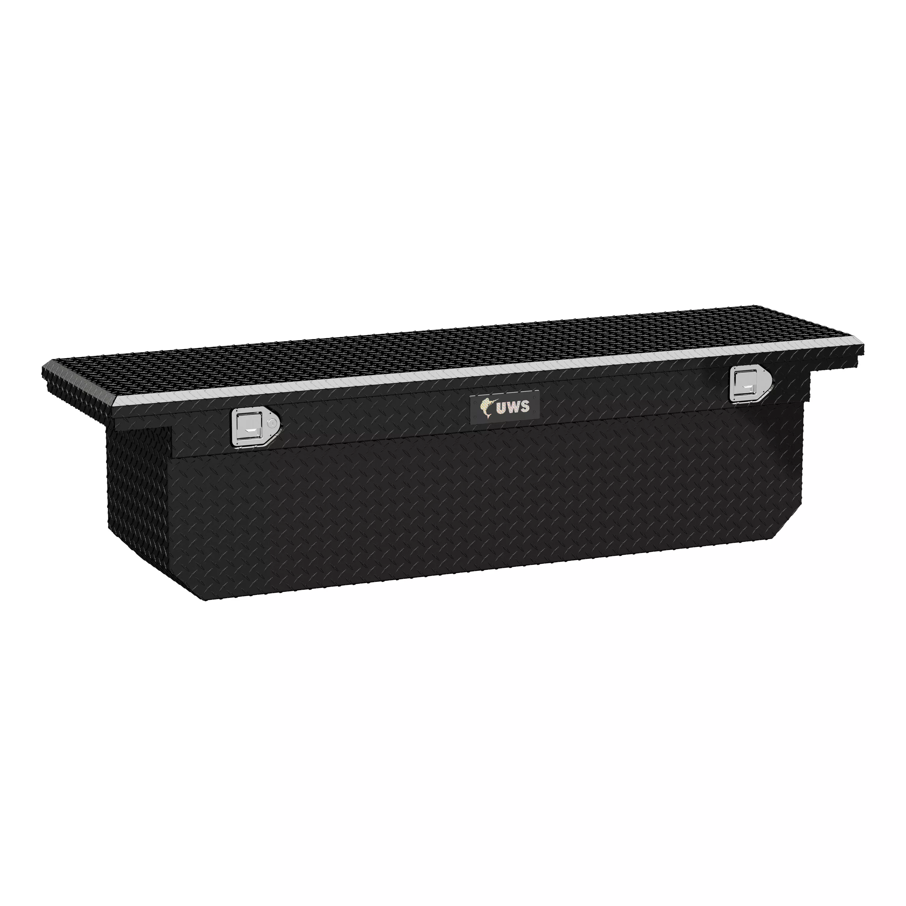 TBSD-72-A-LP-B - Gloss Black Aluminum 72" Deep Angled Crossover Truck Tool Box with Low Profile - 2011-2026 Ram 2500 and more