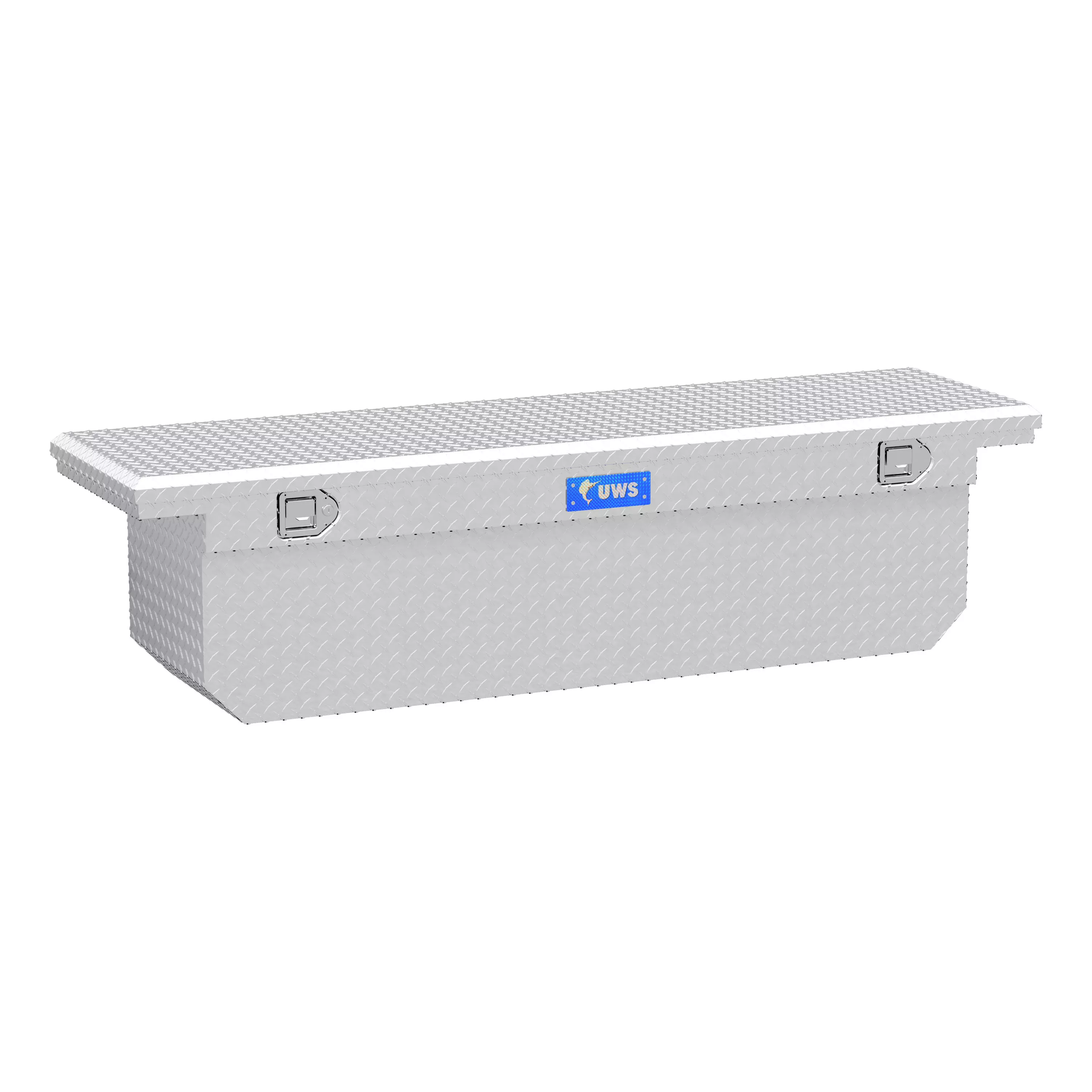 TBSD-72-A-LP - Bright Aluminum 72" Deep Angled Crossover Truck Tool Box with Low Profile - 2011-2026 Ram 2500, 2011-2026 Ram 3500 and more