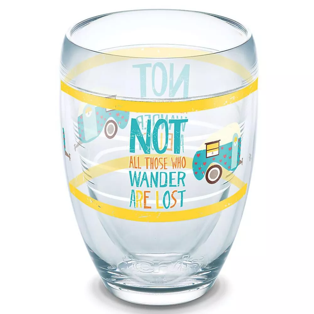 Tervis Wine Glass, 9 oz., Not All Those Who Wander Are Lost Stemless