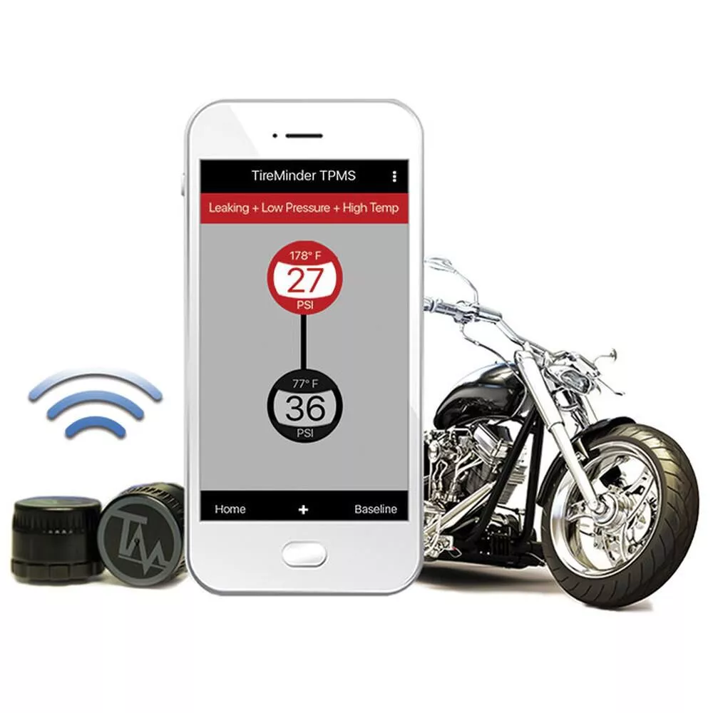 TireMinder Motorcycle TPMS, Kit With 3 Bluetooth Transmitters