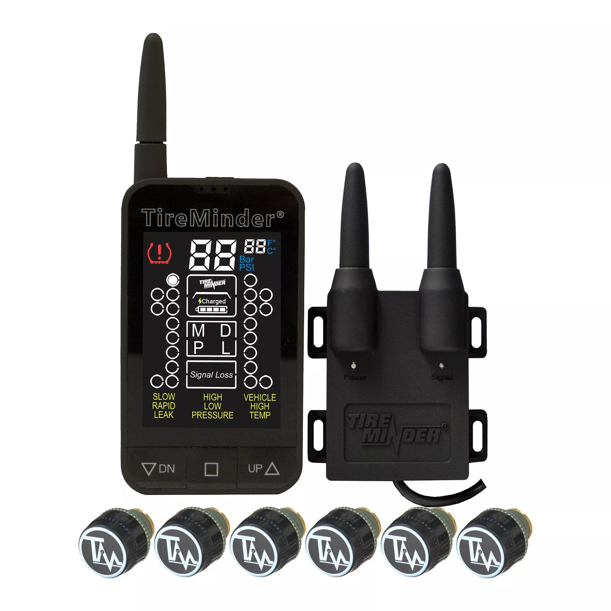 TireMinder TM-88C-6 Color Tire Pressure Monitoring System with 6 Transmitters
