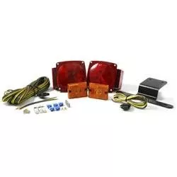 Trailer Light Grote Industries 65370-5 Stop/ Turn/ Tail Light With Side marker Light, Incandescent Bulb, Rectangular Housing, Red Lens, 4-1/2 ” Square x 3-3/8 ” Depth, Kit Includes Two Lights/ Side Markers/ 4 Foot Trunk Wiring Wiring/ 25 Foot Split Trailer