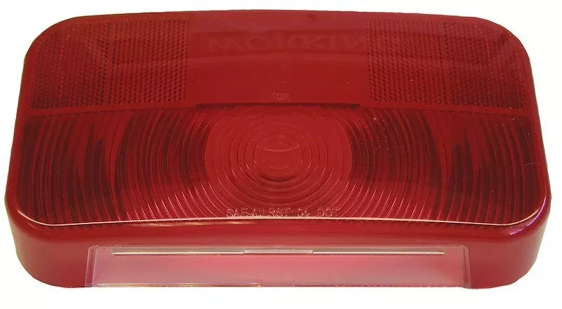Trailer Light Lens Peterson Mfg. V25923-25 Replacement Lens For Peterson Trailer Light Part Number 25923, Rectangular, Red, Snap-On