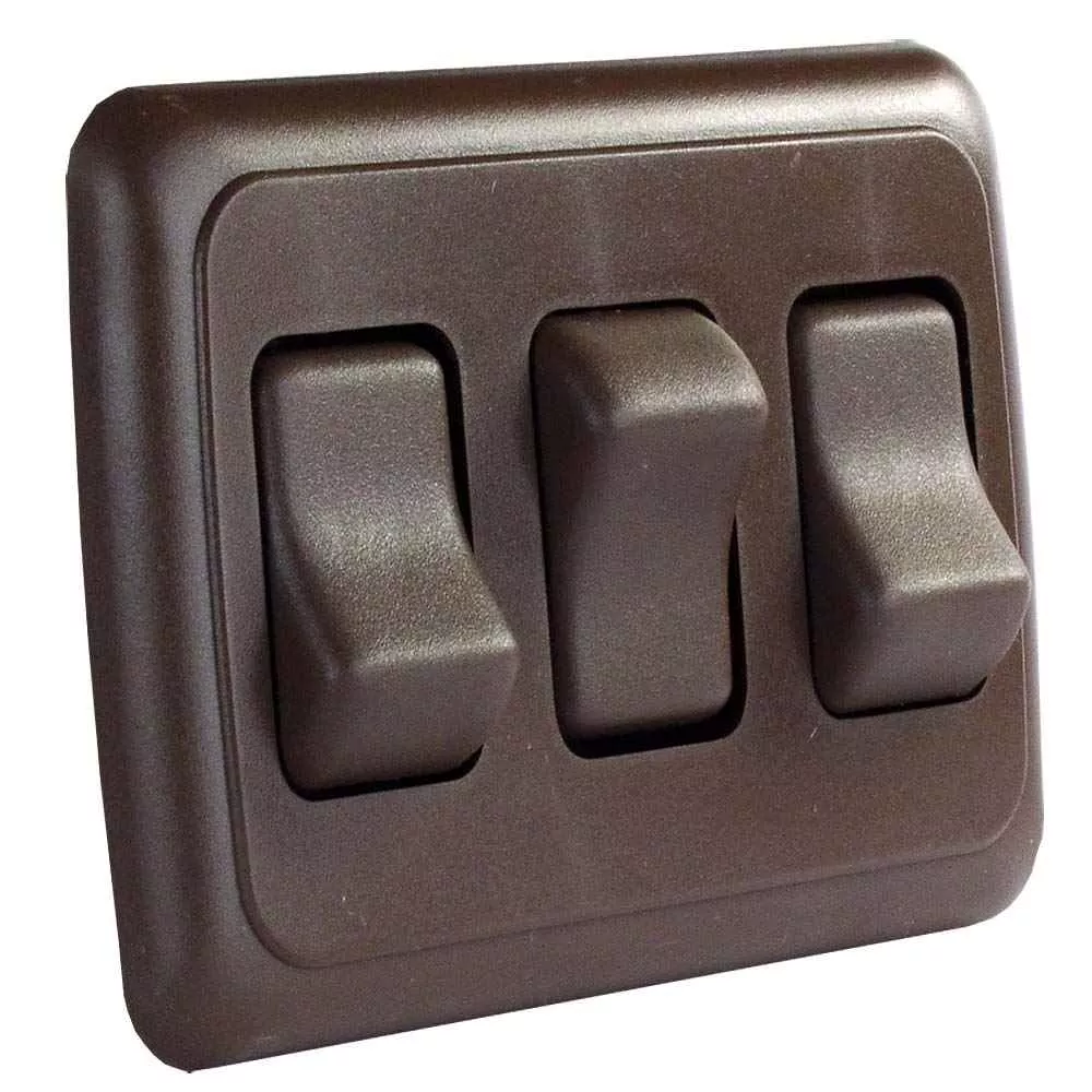 Triple Rocker Switch Assembly - Brown